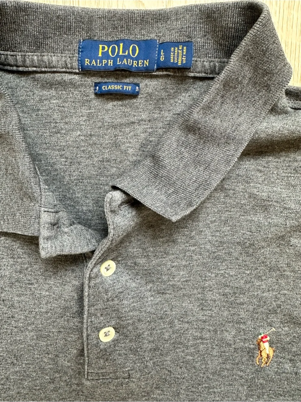 Ralph Lauren Men’s Heather Gray Polo Shirt with Embroidered Pony